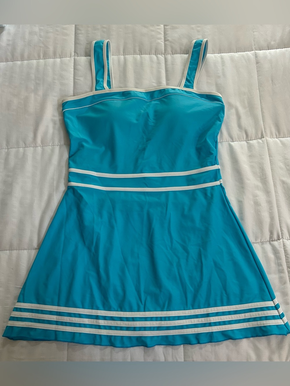 Shore Shapes Swimwear Swimdress•Size 14•Light Blue/White